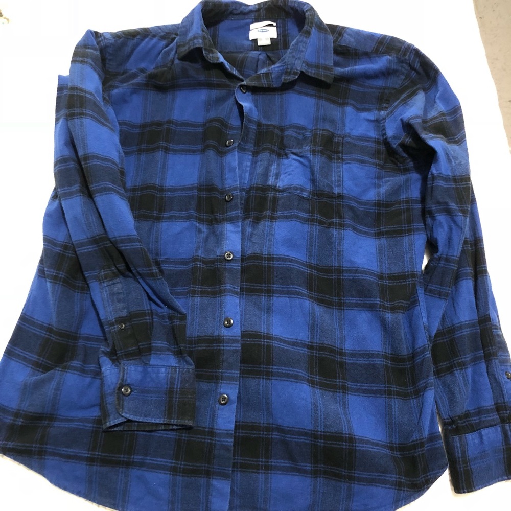Blue and black flannel shirt
